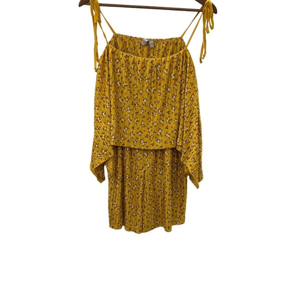 ASOS Women's 12 Golden Yellow Floral Ruffled Top Romper Adjustable Straps - Picture 4 of 6